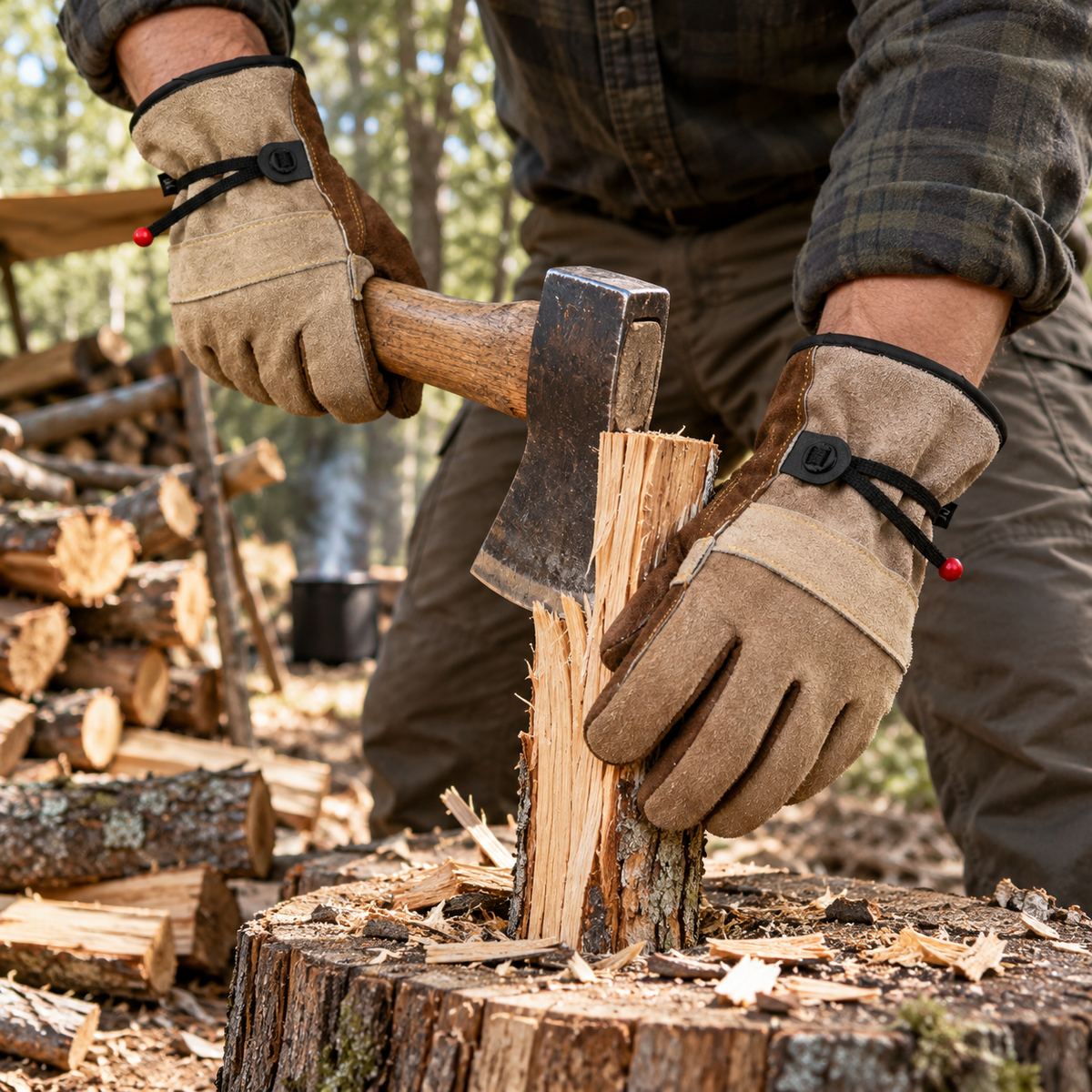 Bushcraft Leather Work Gloves | Heavy-Duty Cowhide