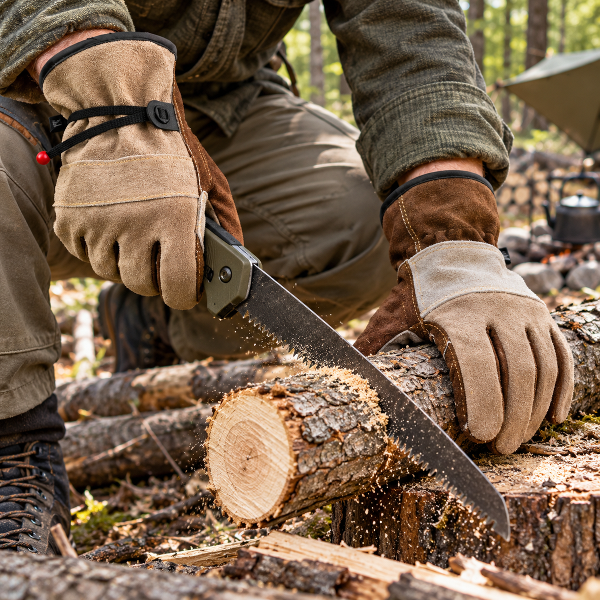 Bushcraft Leather Work Gloves | Heavy-Duty Cowhide